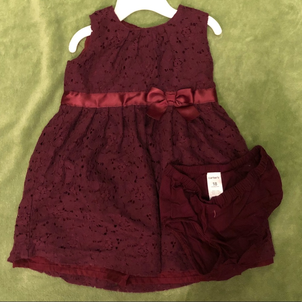 Girls burgundy lace sleeveless dress 18mo